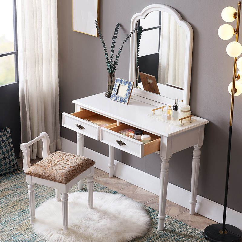 29,9 "hoher 2-DRAWER-Vanity Make-up-Tisch Set Victorian Wood Dresser in Weiß