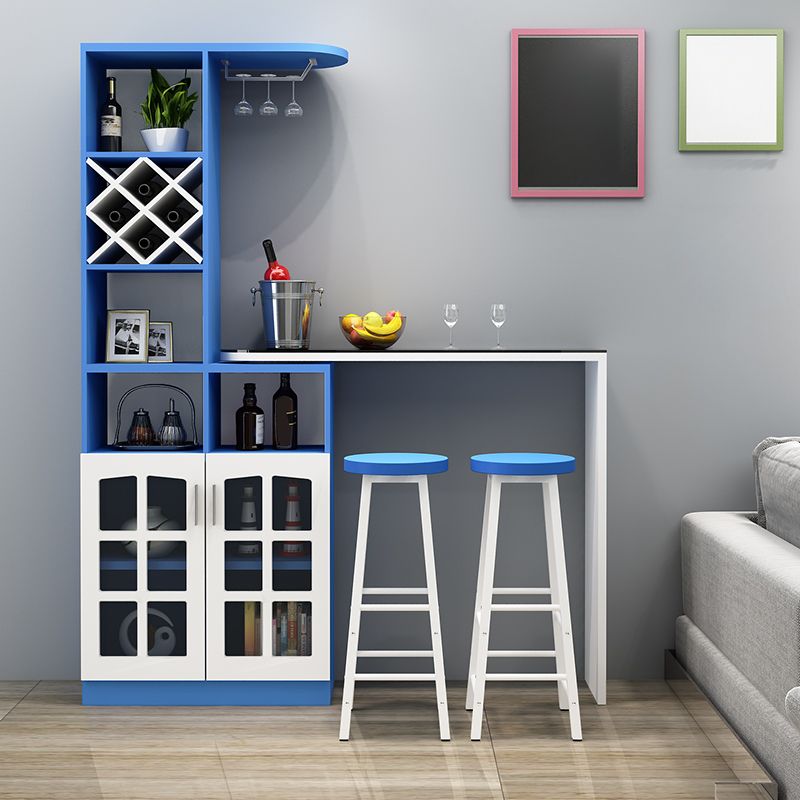 Wood Rectangular Contemporary Bar Stool and Table Set and 3 Pieces