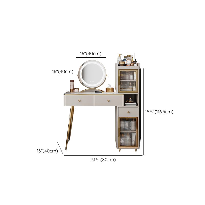 15" Wide Glam Vanity Table White Wooden Make-up Vanity with Drawer