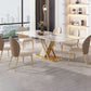 Juego de mesa de comedor de piedra gris brillante 1/4/5/7 PCS Glam Dinette Juego con sillas de cuero