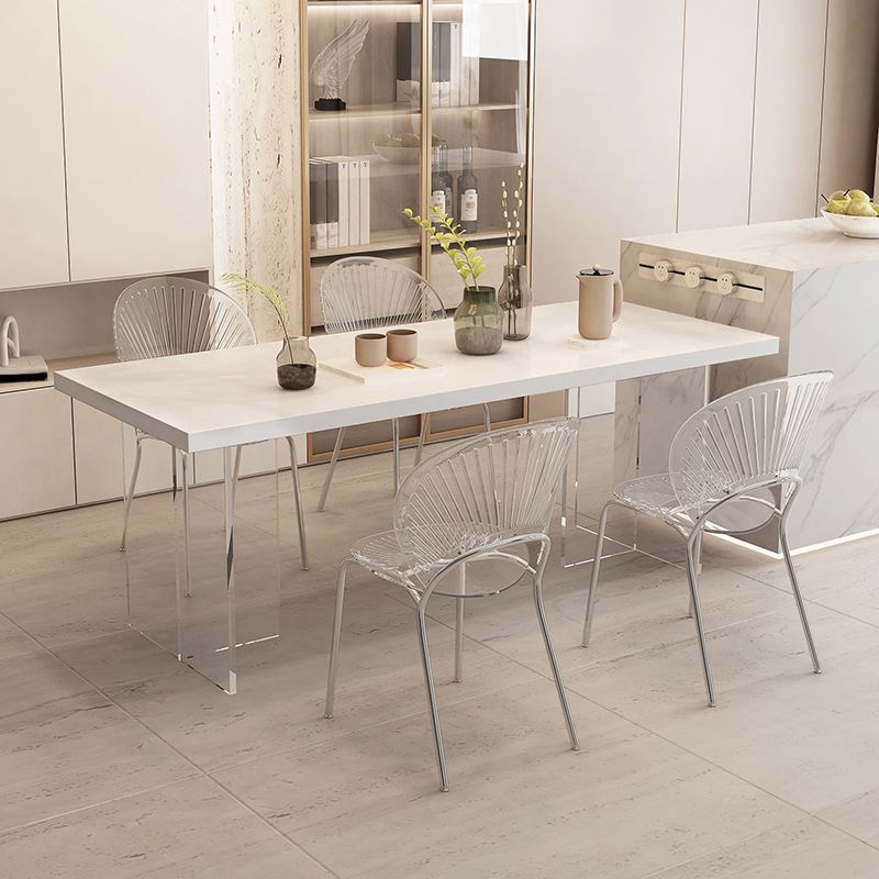 Modern Table in White for Restaurant Rectangle Table with Acrylic Base Clearhalo 'Dining Tables & Seating' 'Dining Tables' 'dining_table' 'furn' 'furn_dining_table' 'Furniture' 'furniture_dining_table' 'Kitchen & Dining Furniture' 'kitchen' 'kitchen_dining_table' 1200x1200_3381934b-2609-4b9c-b007-14987c7be409