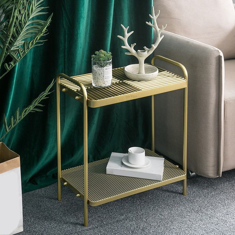 4 Beine rechteckige Seiten Tabelle 19,68 Zoll breiter Endtisch mit 2 Regalen