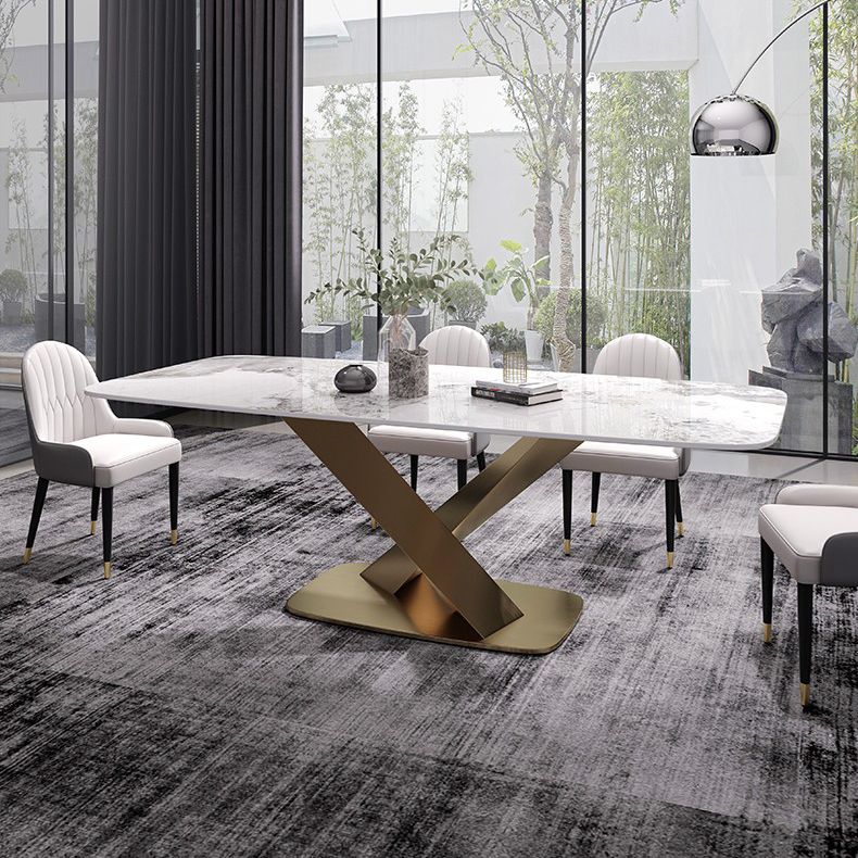 Stone Dining Table Traditional Luxury Dining Site Table with Stainless Steel Base Clearhalo ' dining_table' 'Dining Tables & Seating' 'Dining Tables' 'furn' 'furn_dining_table' 'Furniture' 'furniture_dining_table' 'Kitchen & Dining Furniture' 'kitchen&dining_furn' 'kitchen' 'kitchen_dining_table' 1200x1200_3384cae8-025d-4e04-9a8c-4ee98b9d2b78