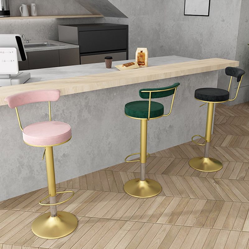 Glam Liftable Backrest Counter Stool Steel Kitchen Bar Stool with Cushion and Pedal Clearhalo 'Bar Furniture' 'Bar Stools' 'bar_stools' 'furn' 'furn_bar_stools' 'Furniture' 'furniture_bar_stools' 'Kitchen & Dining Furniture' 1200x1200_3387cd70-40ea-4971-b0a4-27cb1d7ee029