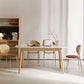 Table rectangulaire de style moderne en pierre frittée avec pieds en bois pour la maison