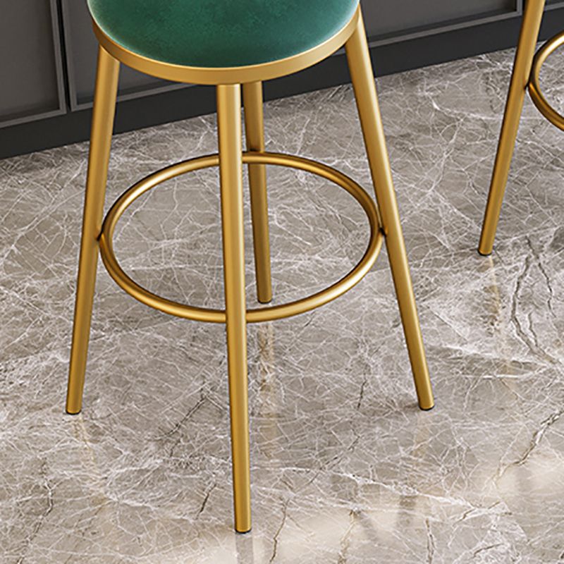 Nordic Armless Backrest Counter Stool Iron Kitchen Bar Stool with Velvet Cushion and Pedal Clearhalo 'Bar Furniture' 'Bar Stools' 'bar_stools' 'furn' 'furn_bar_stools' 'Furniture' 'furniture_bar_stools' 'Kitchen & Dining Furniture' 1200x1200_33890a7e-1189-49f7-a97a-8cd0e8c9279e