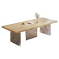 Vaste houten top eettafel modern natuurlijk acryl statief eettafel