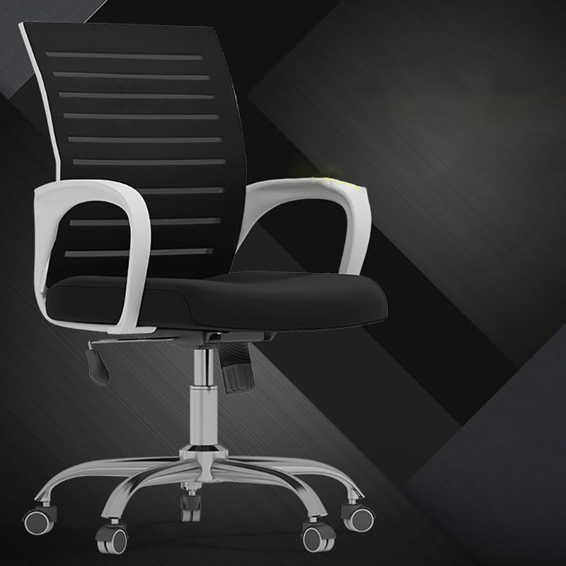 Black Mid Back Office Chair Black Cushion Arm Included Chair Clearhalo 'furn' 'furn_office_chair' 'Furniture' 'Office Chairs' 'Office Furniture' 'office_chair' 1200x1200_338c677f-228c-4bd6-8ec1-196e09c867b7