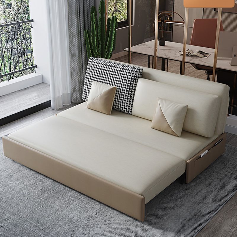 Divano di divano moderno di divano a bracciale senza bracciole resistente alla macchia in beige