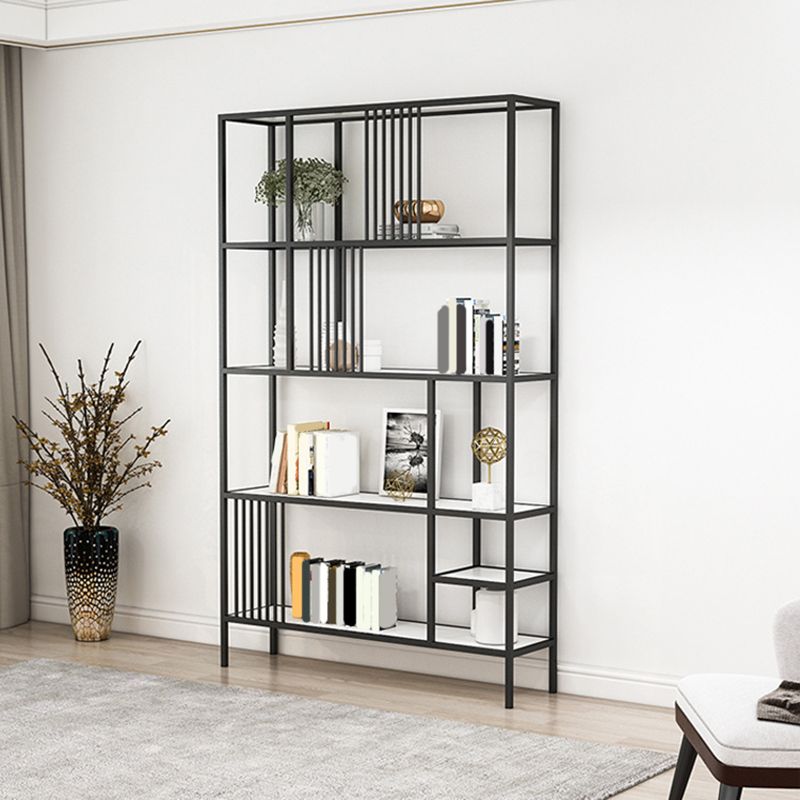 Glam Metal and Wood Shelf Bookcase Etagere Open Home Book Shelf with 5 Shelves Clearhalo 'Bookcases' 'furn' 'furn_bookcases' 'Furniture' 'Office Furniture' 1200x1200_338dcb18-ba5d-44ea-bf13-862309d40037