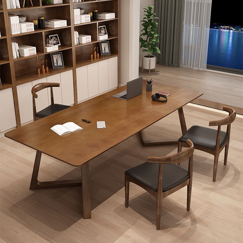 Contemporary Brown Writing Desk Solid Wood Office Desk with Legs Clearhalo 'furn' 'furn_office_desk' 'Furniture' 'Office Desks' 'Office Furniture' 'office_desk' 1200x1200_338f7847-7cc4-4be6-b1fe-4c522b60a9ad