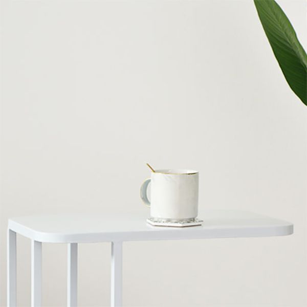 Mid-century Modern Rectangle Top End Table 22.8" Tall Metal C Side Table