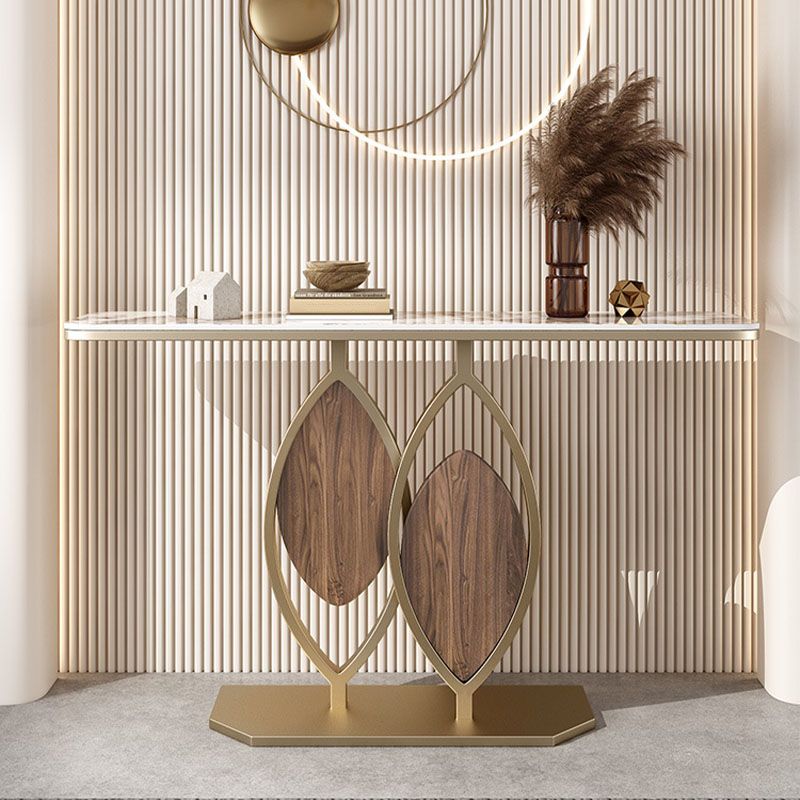 Glam Iron Console Sofa Tafel Half Moon Stone Console Accent Table voor Hall