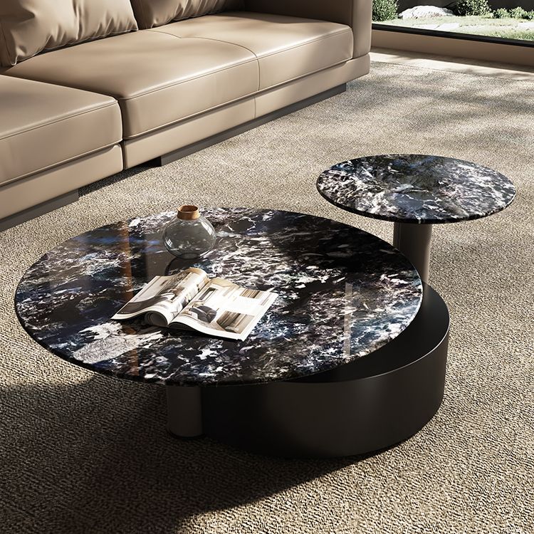 Minimalistic Slate Coffee Table Round Bunching Coffee Table Sets for Living Room Clearhalo 'Coffee & Accent Tables' 'Coffee Tables' 'coffee_tables' 'furn' 'furn_coffee_tables' 'Furniture' 'Living Room Furniture' 1200x1200_339393c6-d32c-4b2a-8770-db9c7a8e5677