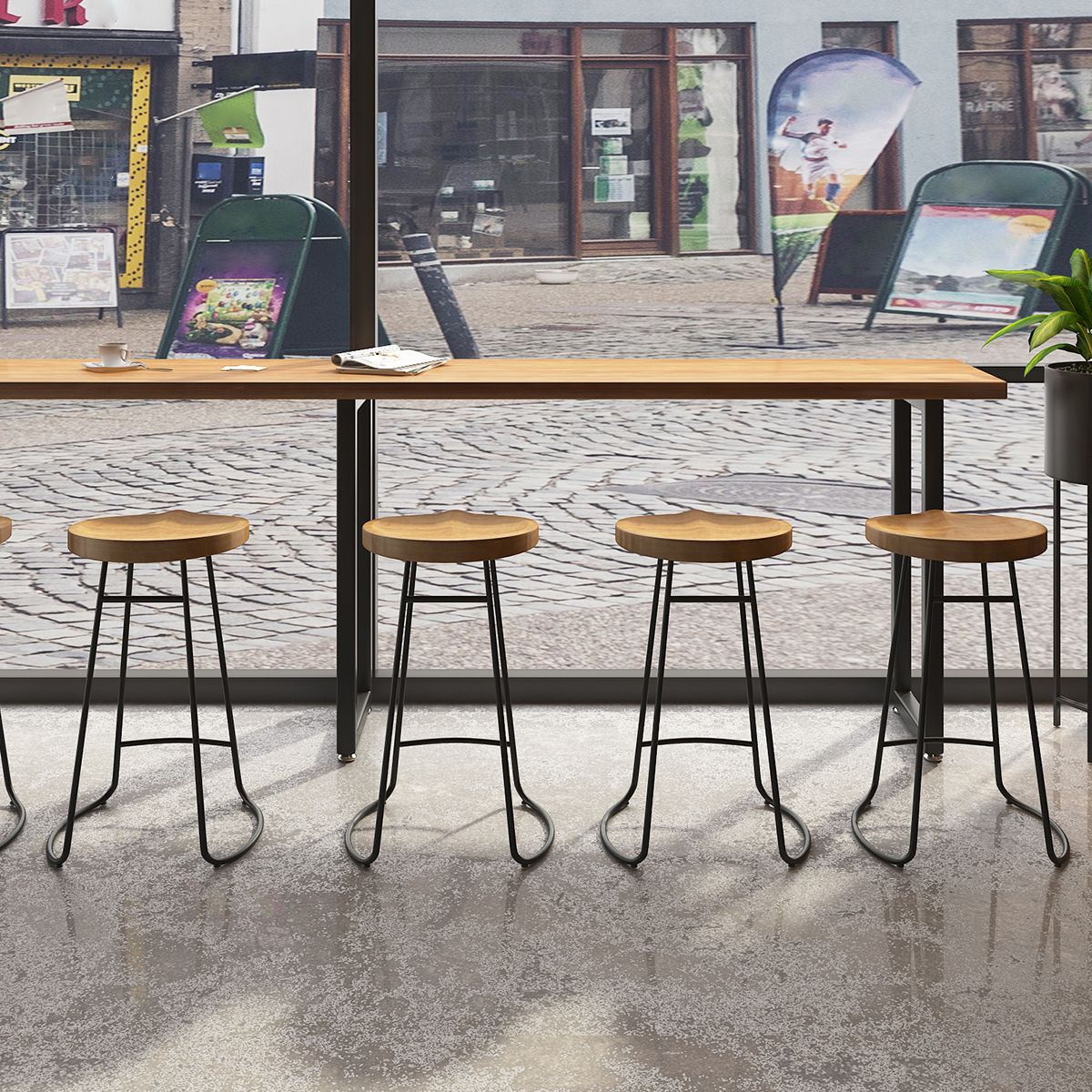Industrial Bar Table Set 1/7 Pieces Rectangle Pine Wood Counter Table with High Stools Clearhalo 'Bar Furniture' 'furn' 'furn_home_bar_bar_sets' 'Furniture' 'Home Bars & Bar Sets' 'home_bar_bar_sets' 'Kitchen & Dining Furniture' 1200x1200_33951241-dce6-430f-88e6-b2b2e59037f4