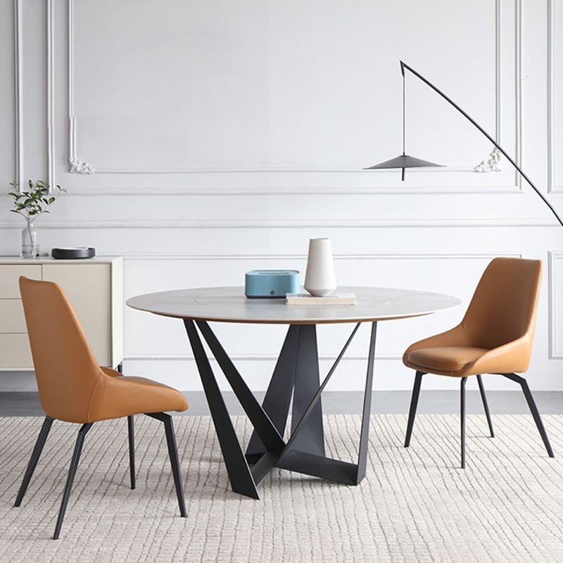 Contemporary Style Leather Chair Armless Parsons Chair with Metal Legs for Kitchen Clearhalo ' kitchen&dining_furn' 'Dining Chairs' 'Dining Tables & Seating' 'dining_chair' 'furn' 'furn_dining_chair' 'Furniture' 'furniture_dining_chair' 'Kitchen & Dining Furniture' 'kitchen' 1200x1200_339550bb-f577-42fd-af6f-e9af12bfec1c