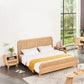Tropical Panel Bed Solid Color Rattan Standard Bed With Custom Gold Legs