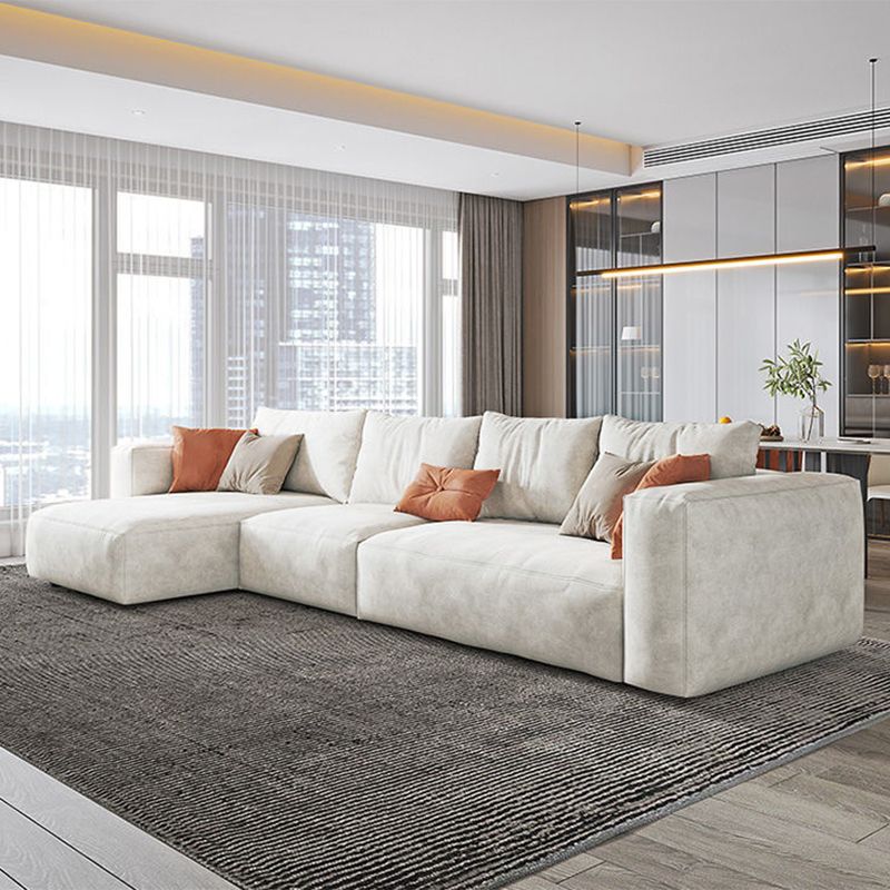 Square Armrest Belt Pillow Back Sofa Bed White Cloth Art Sofa