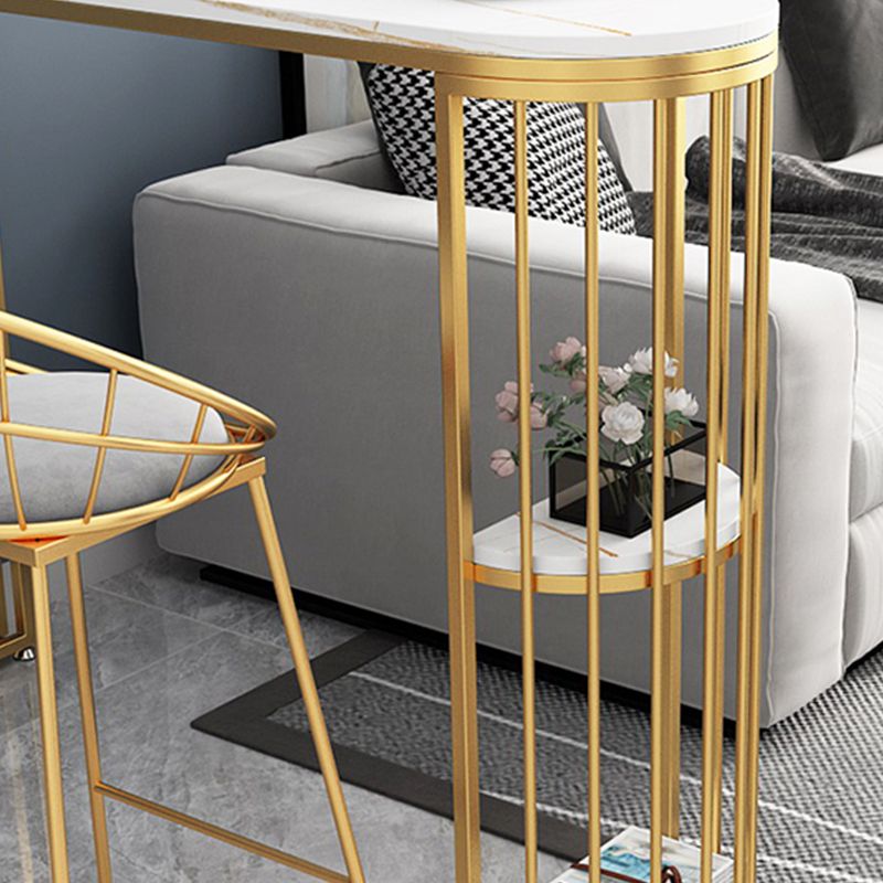 Tavolo da bar in stile glam in pietra doppia tavolo da pranzo a barre per piede.