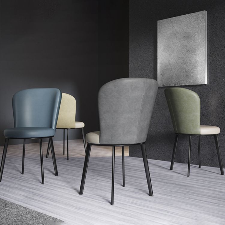 Contemporary Dining Room Side Chairs Matte Finish Leather Curved Parsons Chair Clearhalo ' kitchen&dining_furn' 'Dining Chairs' 'Dining Tables & Seating' 'dining_chair' 'furn' 'furn_dining_chair' 'Furniture' 'furniture_dining_chair' 'Kitchen & Dining Furniture' 'kitchen' 1200x1200_339b4e39-d786-4672-9cb0-246f088cfff1