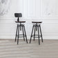 Tabouret industriel en métal, siège rond en bois, tabouret de comptoir réglable, finition mate