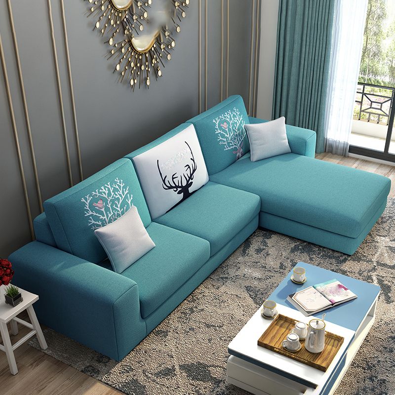 27.56"H Square Arm Sectional Removable Cushions Sofa and Chaise Clearhalo 'furn' 'furn_sectionals' 'Furniture' 'furniture_sectionals' 'kitchen' 'kitchen_sectionals' 'Living Room Furniture' 'Sectionals' 1200x1200_339dd7ab-3207-4257-a9fd-4304e72e593b