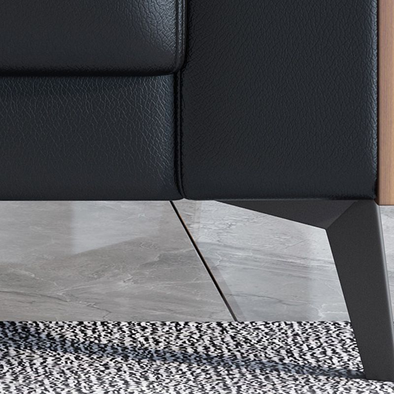 29" Wide Contemporary Sofa Black Stationary Seating for Living Room