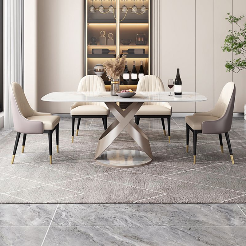 Modern Style Dining Rectangle Table Sintered Stone Table with Metal Legs for Home Clearhalo 'Dining Tables & Seating' 'Dining Tables' 'dining_table' 'furn' 'furn_dining_table' 'Furniture' 'Kitchen & Dining Furniture' 1200x1200_339fb27f-d06b-4954-b989-a492f6aa007b