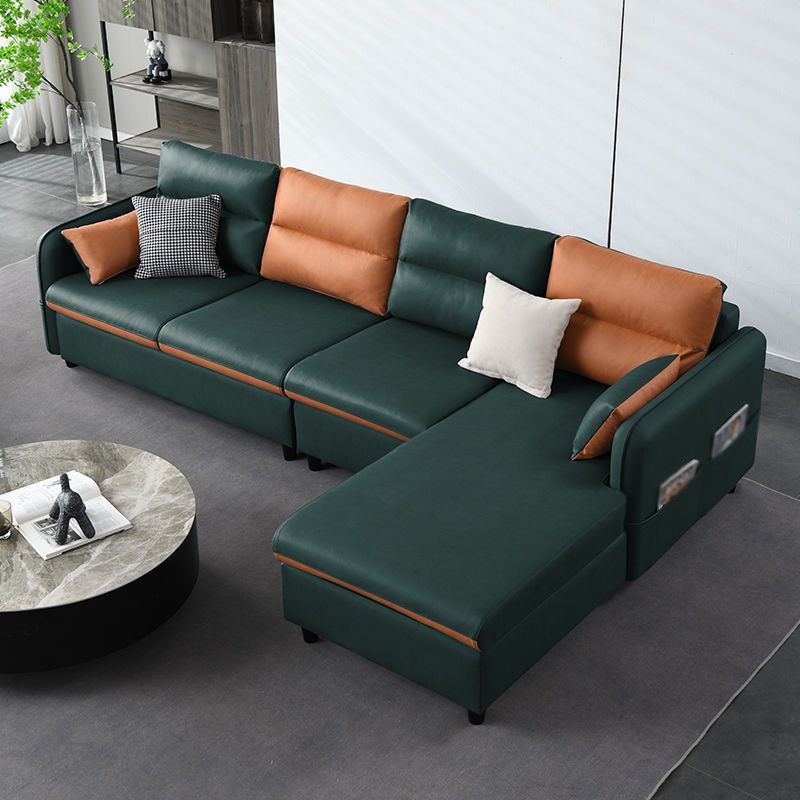 Modern Right Hand Facing Sofa and Chaise 4-seater Sectional with Pillow Back Clearhalo 'furn' 'furn_sectionals' 'Furniture' 'furniture_sectionals' 'kitchen' 'kitchen_sectionals' 'Living Room Furniture' 'Sectionals' 1200x1200_33a0a5ed-1918-444d-90b2-d5352f4c3144