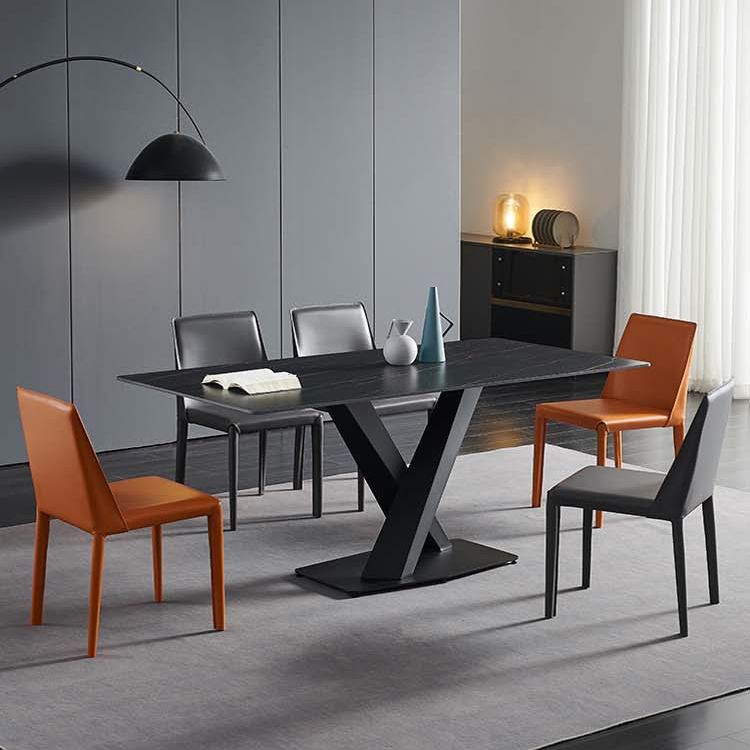 Sedia da pranzo in pelle contemporanea sedie da pranzo imbottite a braccia per uso domestico