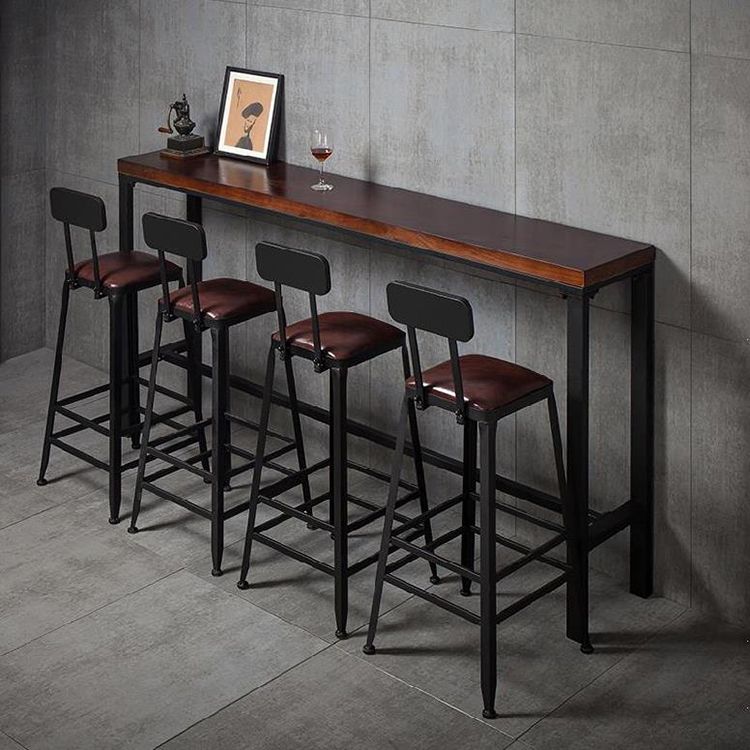 Industrial Brown Leather Bar Stools Square Stool with Metal Base Clearhalo 'Bar Furniture' 'Bar Stools' 'bar_stools' 'furniture_bar_stools' 'Kitchen & Dining Furniture' 'kitchen&dining_furn' 'kitchen' 'kitchen_furn' Furniture' 1200x1200_33a363c7-6634-4c74-b9a1-32b2340cc14e