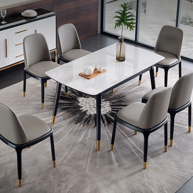 Sintered Stone White Dining Table Retro Modern 4 Legs Table for Dining Room Clearhalo ' dining_table' 'Dining Tables & Seating' 'Dining Tables' 'furn' 'furn_dining_table' 'Furniture' 'furniture_dining_table' 'Kitchen & Dining Furniture' 'kitchen&dining_furn' 'kitchen' 'kitchen_dining_table' 1200x1200_33a39c45-6ee5-4eff-a111-b6786bd221ab