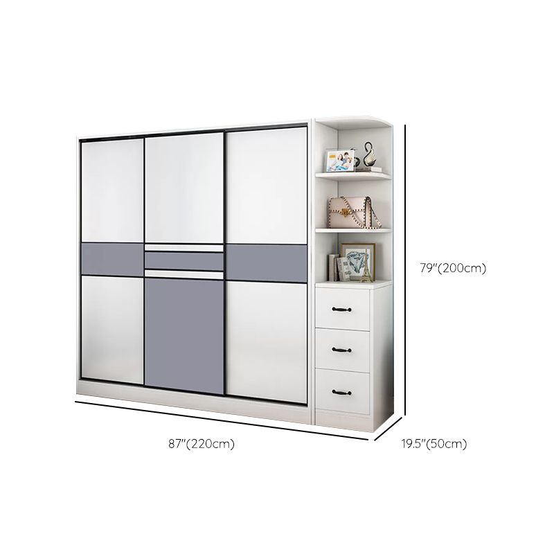 Freestanding Wood Frame Wardrobe Armoire Sliding Soft Close Doors Wardrobe Clearhalo 'Armoires & Wardrobes' 'armoires_wardrobes' 'Bedroom Furniture' 'furn' 'furn_armoires_wardrobes' 'Furniture' 1200x1200_33a5ae4b-9bf6-4aa6-b0c8-98ee1871e8ed