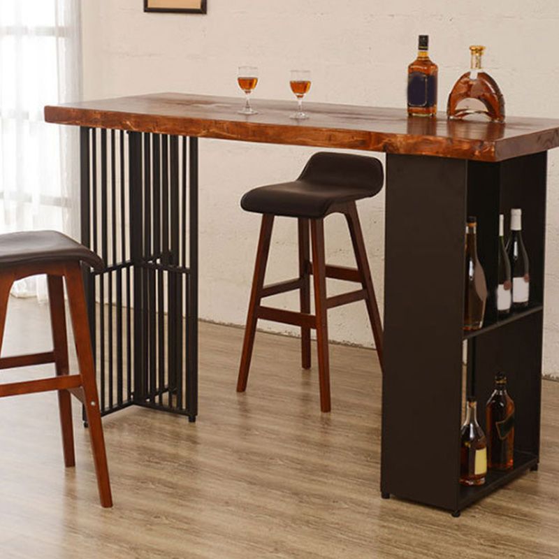 Modern Bar-height Table Solid Wood Top Pub Table with 2 Shelve Clearhalo 'Bar Furniture' 'Bar Tables' 'bar_tables' 'furn' 'furn_bar_tables' 'Furniture' 'Kitchen & Dining Furniture' 1200x1200_33a5df47-b72b-453a-b2a2-694dda0b2e0f