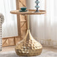 Table basse ronde en bois vieilli, table de cocktail sur pied en métal