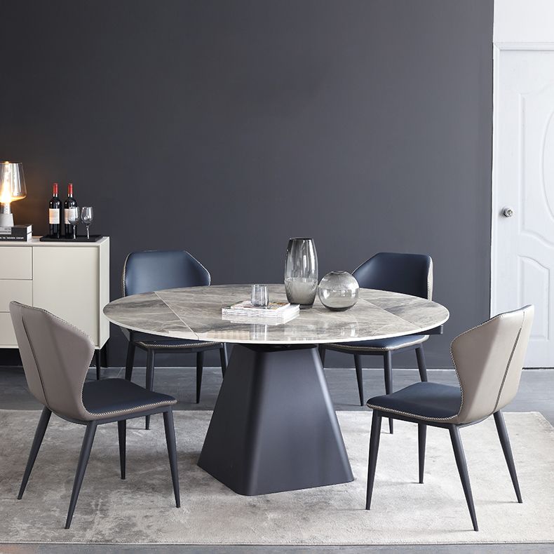 Foldable Round Sintered Stone Dining Table of 5/7 with Metal Base Nordic Dining Set for Restaurant Clearhalo 'Dining Room Sets' 'Dining Tables & Seating' 'dining_room_set' 'furn' 'furn_dining_room_set' 'Furniture' 'furniture_dining_room_set' 'Kitchen & Dining Furniture' 'kitchen&dining_furn' 'kitchen' 1200x1200_33aa5aca-326a-4cc0-8baf-e6feb57a309e