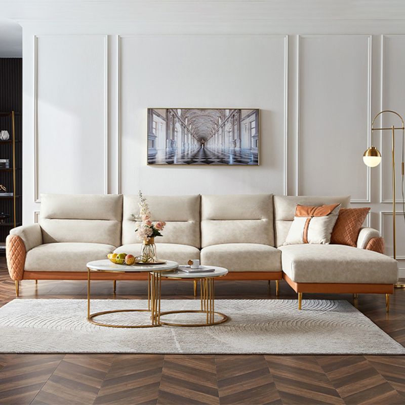 Faux Leather Glam Stain Resistant Square Arm Sofa for Living Room