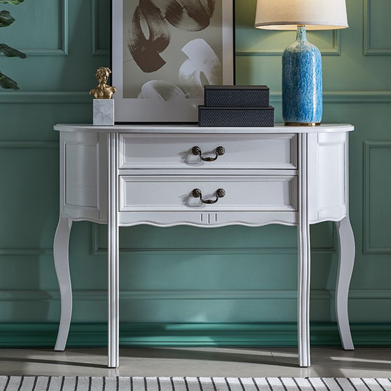 Mid-Century Modern 2-Drawer 4 Legs Rubbered Wood Half Moon Console Clearhalo 'Console Tables' 'console_tables' 'Entry & Mudroom Furniture' 'furn' 'furn_console_tables' 'Furniture' 1200x1200_33b0a47c-c640-40f3-8292-9a6666a6dc21