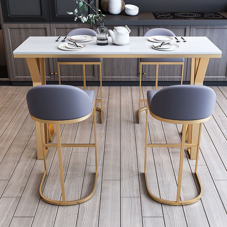Glam Bar Table Set 1/2/3/5/7 Pcs White Stone Bar Table with Upholstered Stools Clearhalo 'Bar Furniture' 'furn' 'furn_home_bar_bar_sets' 'Furniture' 'Home Bars & Bar Sets' 'home_bar_bar_sets' 'Kitchen & Dining Furniture' 1200x1200_33b2d14f-07d5-42b8-9994-f7b8ccd55791