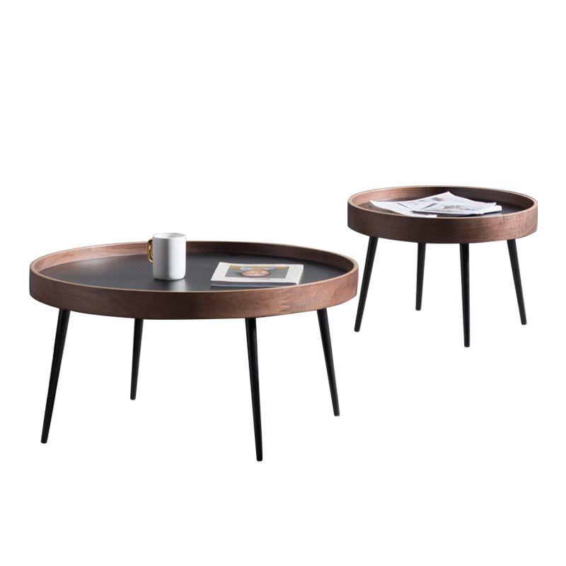 4 Legs Round Coffee Table Modern Wood Coffee Table in Brown/Black Clearhalo 'Coffee & Accent Tables' 'Coffee Tables' 'coffee_tables' 'furn' 'furn_coffee_tables' 'Furniture' 'furniture_coffee_tables' 'Living Room Furniture' 1200x1200_33b4f423-6bee-4eaf-a1f2-e087eceb9a15