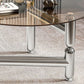 Table basse ronde en verre et acier, 3 pieds, 1 table basse simple