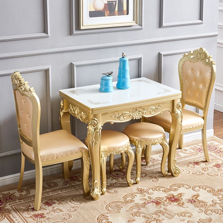 Glam Foldable Rectangle Dining Table Glass Tabletop with Wood Legs Clearhalo 'Dining Tables & Seating' 'Dining Tables' 'dining_table' 'furn' 'furn_dining_table' 'Furniture' 'Kitchen & Dining Furniture' 1200x1200_33bb69ca-a650-4d2f-bfcc-bf13c065afb5