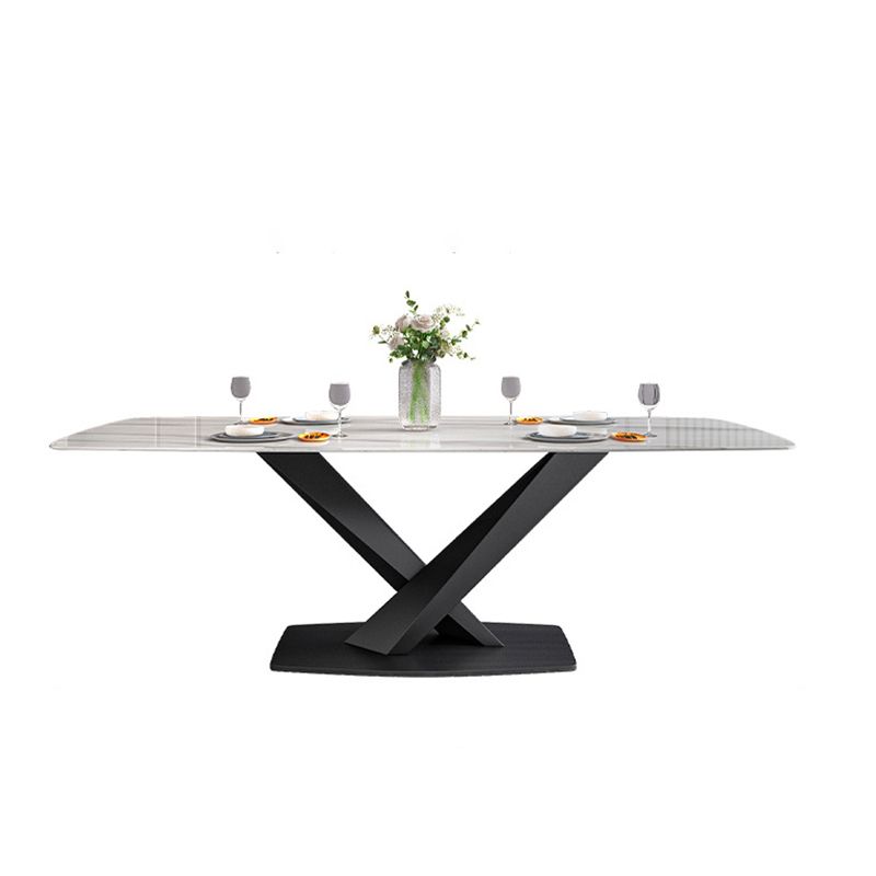 Modern Dining Table Stone Dining Room Dining Table with Metal Base Clearhalo 'Dining Tables & Seating' 'Dining Tables' 'dining_table' 'furn' 'furn_dining_table' 'Furniture' 'Kitchen & Dining Furniture' 1200x1200_33bbb905-6004-4621-a146-d450244d02c2