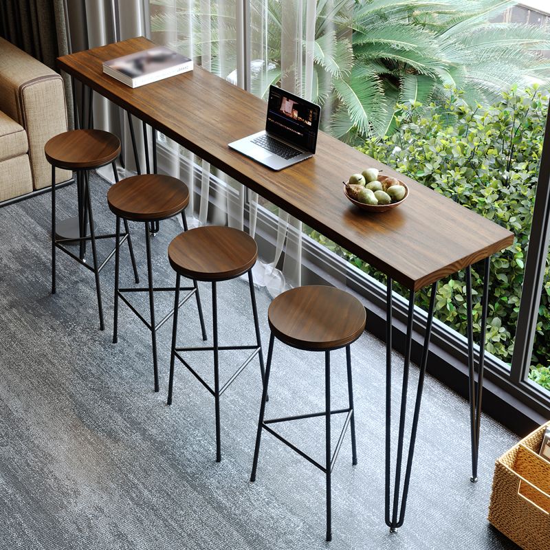 Pine Wood Bar Dining Table Industrial Rectangle Bar Table with 4 Legs Pedestal for Balcony Clearhalo 'Bar Furniture' 'Bar Tables' 'bar_tables' 'furn' 'furn_bar_tables' 'Furniture' 'furniture_bar_tables' 'Kitchen & Dining Furniture' 1200x1200_33c277fa-d3e8-49dd-982d-3d3abc62b1cb