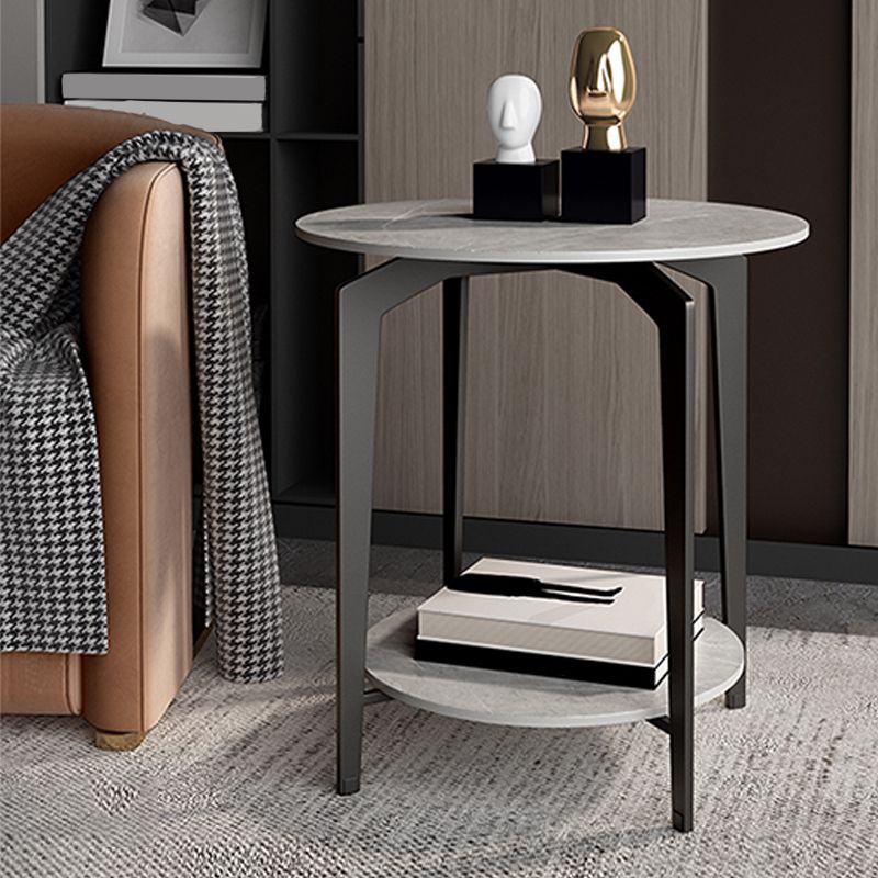 Minimalistische ronde hoektafel leisteen 4 poten banken bijzettafel met opslag