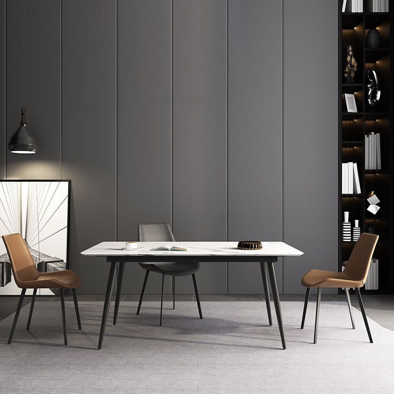 Rectangle Industrial Dining Room Table Sintered Stone Table with 4 Black Legs Clearhalo ' dining_table' 'Dining Tables & Seating' 'Dining Tables' 'furn' 'furn_dining_table' 'Furniture' 'furniture_dining_table' 'Kitchen & Dining Furniture' 'kitchen&dining_furn' 'kitchen' 'kitchen_dining_table' 1200x1200_33c445f2-4149-47cf-8d69-bfac661e6c06