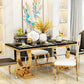 Marble Top Traditional Luxury Table Rectangle Dining Table with Trestle Base Clearhalo 'Dining Tables & Seating' 'Dining Tables' 'dining_table' 'furn' 'furn_dining_table' 'Furniture' 'Kitchen & Dining Furniture' 1200x1200_33c609cd-62c2-44ea-aef5-bee39cbc7759