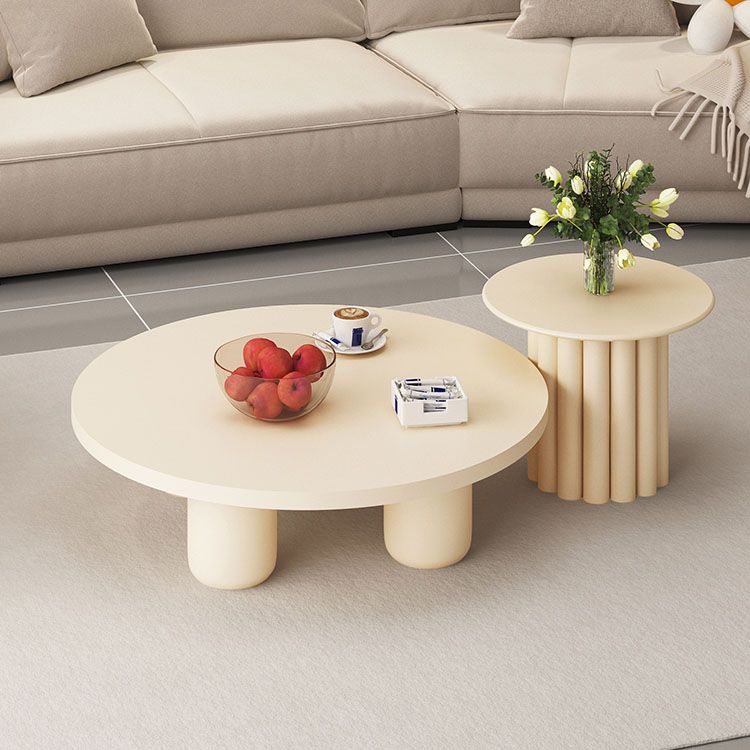 Modern Round Wooden Coffee Table Set Solid Wood 4 Legs Cocktail Table Clearhalo 'Coffee & Accent Tables' 'Coffee Tables' 'coffee_tables' 'furn' 'furn_coffee_tables' 'Furniture' 'Living Room Furniture' 1200x1200_33c61cc4-74ec-4517-a921-71abdbbbdb62