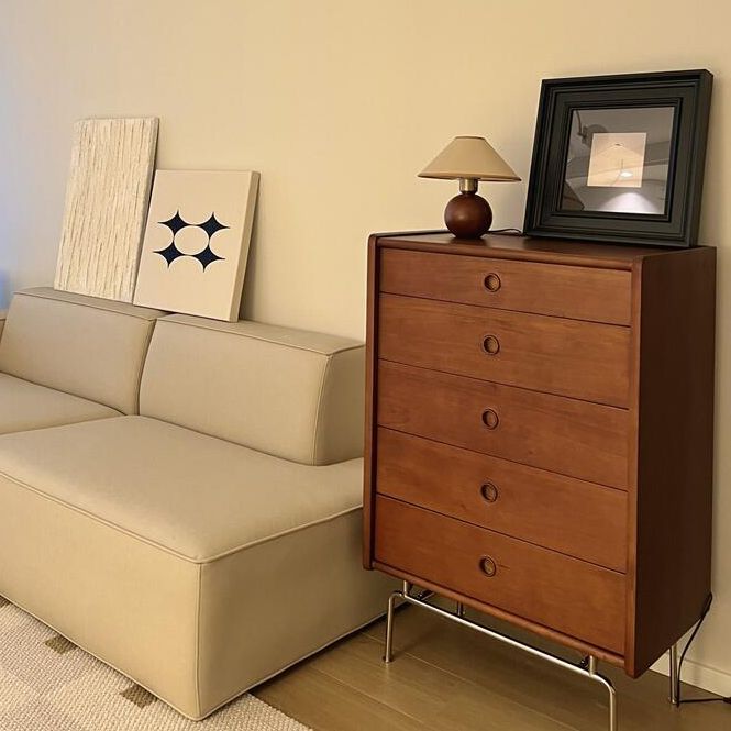 Cofre de almacenamiento de almacenamiento marrón tocador de cofre de almacenamiento de madera con cajones