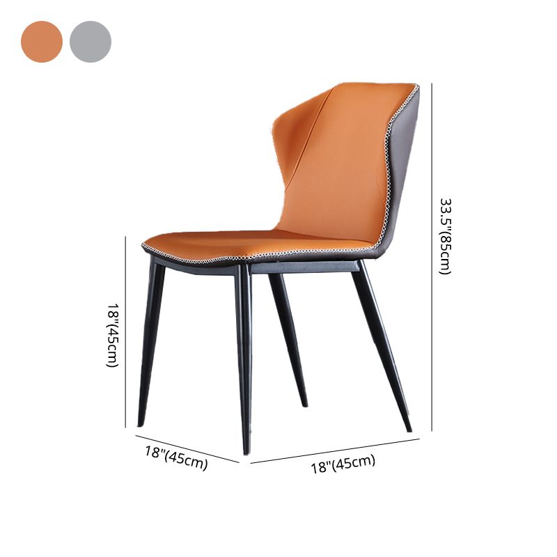 Faux Leather Dining Chairs Industrial Wingback Armless Dining Chair